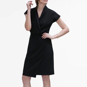 MM LAFLEUR - THE TORY Faux Wrap Dress with Cuff Short Sleeves in Black - Size 4